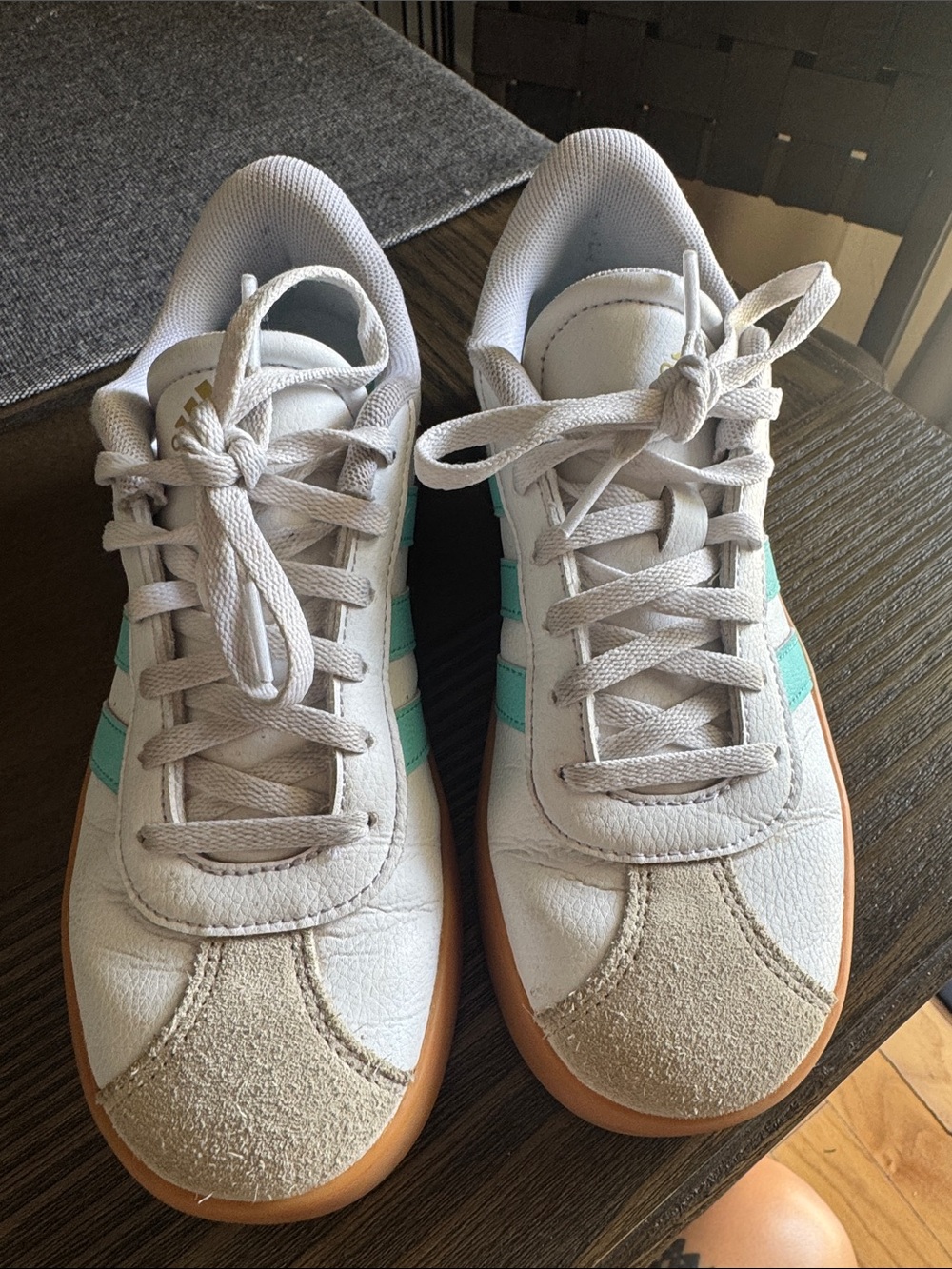 Adidas big girl Sneakers with Mint stripes